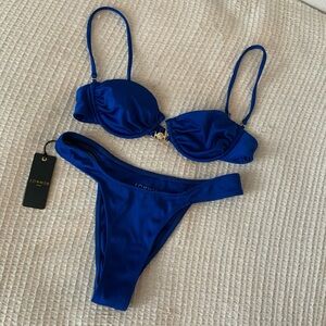 NWT Sommer Swim Harper Bikini Set Blue Olympus Mermaid Top + Cheeky Bottoms S